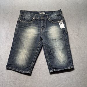 Carbon Mens 28 Bermuda Denim Shorts Blue Medium Wash Skater Y2K NWT